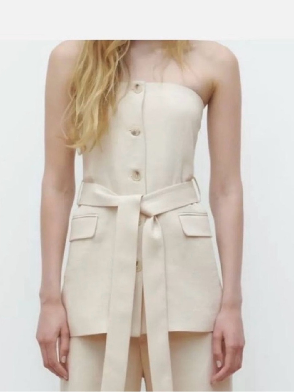 Zara Strapless Linen Blend Top - Size Small